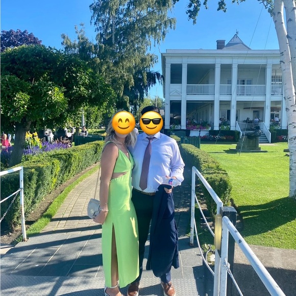 Bardot lime green cut-out midi dress - Picture 3 of 9